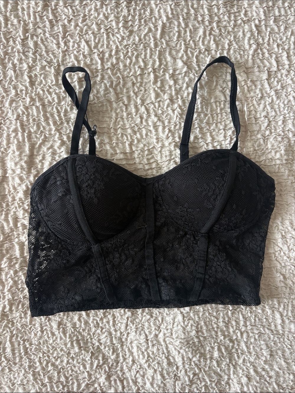 Bozzolo Black Lace Longline Bralette Bustier